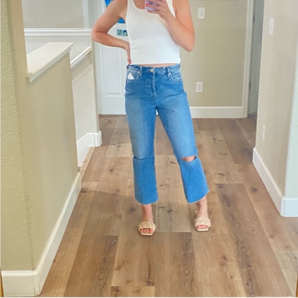 Blank NYC The Baxter Ribcage raw hem straight leg jeans